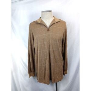 Polo‎ Golf Ralph Lauren Pima Alpaca Sweater Mens L Quarter 1/4 Zip Pullover Tan
